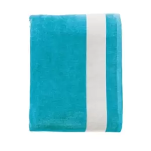 SOLS Lagoon Cotton Beach Towel (One Size) (Turquoise/White)