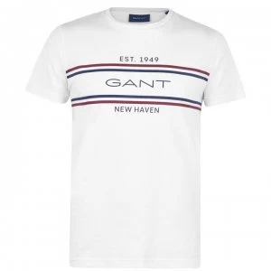 Gant Stripe Short Sleeve T Shirt - White 113