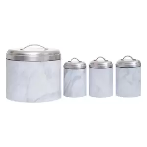 Zeno 4Pc White Marble Effect Storage Set