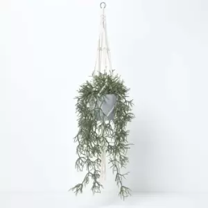 Homescapes - Artificial Hanging Basket Green Rhipsalis Plant, 116cm - Green