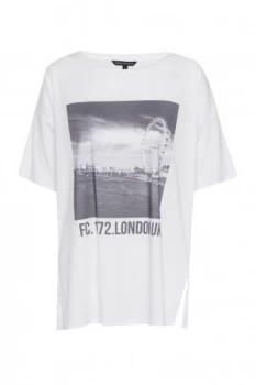 French Connection London Eye Round Neck Jersey T Shirt Winter White