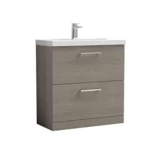 Nuie Arno 800mm Floor Standing 2 Drawer Vanity & Basin 1 Solace Oak