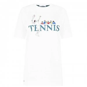 Lacoste L!VE Tennis T Shirt - Flour/Multico