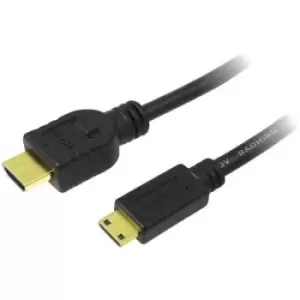 LogiLink HDMI Cable HDMI-A plug, HDMI-Mini-C plug 1.50 m Black CH0022 Audio Return Channel, gold plated connectors, Ultra HD (4k) HDMI HDMI cable