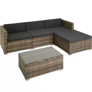 Tectake Florence 4-seater Rattan Lounge Sofa Set - Brown/Black