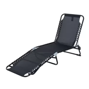 Outsunny Folding Sun Lounger, 3 Positions-Black