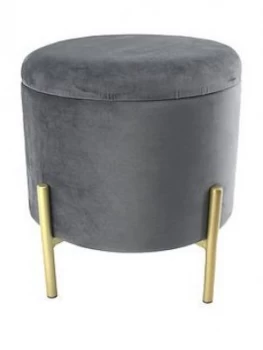 Grey Storage Stool With Gold Legs