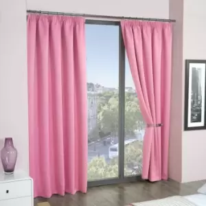 Emma Barclay Cali Thermal Woven Blackout Pencil Pleat Curtains, Pink, 46 x 54 Inch