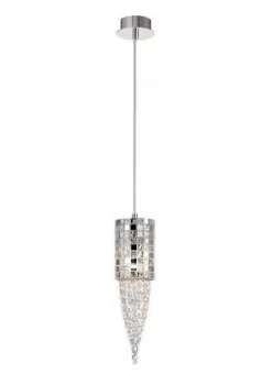 Ceiling Pendant 1 Light G9 Polished Chrome, Mosaic Glass, Crystal