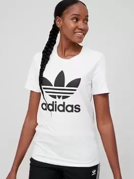 adidas Originals Trefoil Tee - White, Size 8, Women