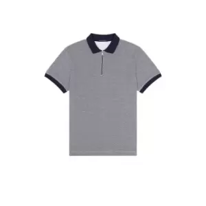 French Connection Checker Popcorn Polo Shirt - Black