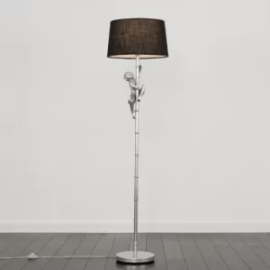 George Monkey Silver Floor Lamp with Black Doretta Shade