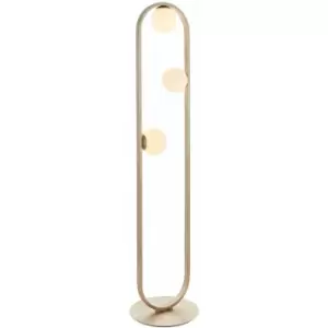 Loops - 1410mm Brushed Silver Geometric 3 Light Floor Lamp & Glass Opal Sphere Shades