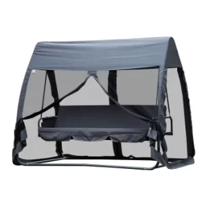 Outsunny Outdoor 3 Persons Swing Chair Lounger Bed Rocking Bench W/Cover Tent Water Resistant Roof Zipped Door Mesh Side Panel