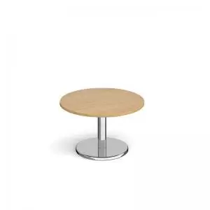 Pisa circular coffee table with round chrome base 800mm - oak