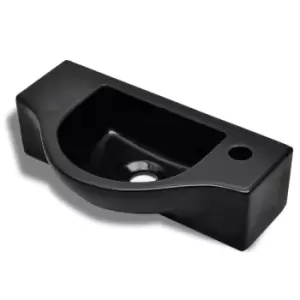 VidaXL Ceramic Bathroom Sink Basin with Faucet Hole - Black