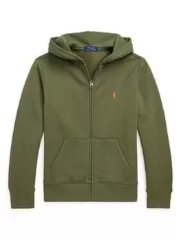 Ralph Lauren Boys Classic Zip Through Hoody - Dark Sage, Green, Size 8-10 Years=M