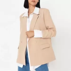 Missguided Tailored Double Breasted Blazer - Beige