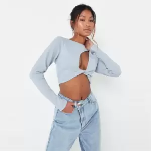 Missguided Ls Twist Cut Out Top - Blue