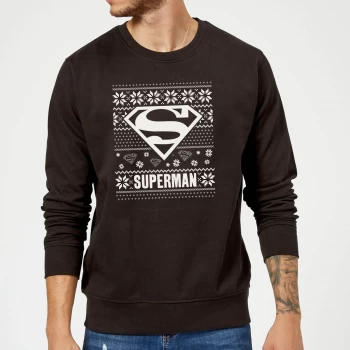 DC Superman Christmas Knit Logo Black Christmas Sweatshirt - XXL - Black