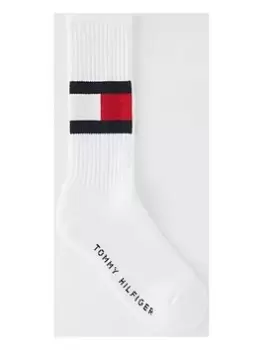 Tommy Hilfiger Flag Sports Sock - White, Size 6-8, Men