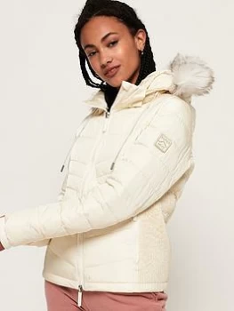 Superdry Luxe Fuji Jacket, Oyster, Size 10, Women