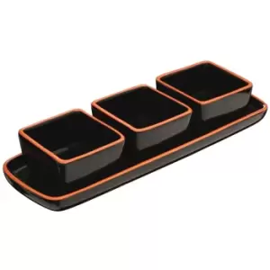 Premier Housewares Black Calisto Square Dishes On Tray - Set of 3