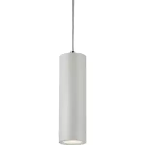 Knightsbridge Dasan Single Long Fixed Round Pendant White - DAB1FRW