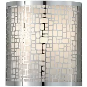 Loops - Wall Light Laser Cut Metal Shade Off White Silk Inner Shade Chrome LED E14 60W