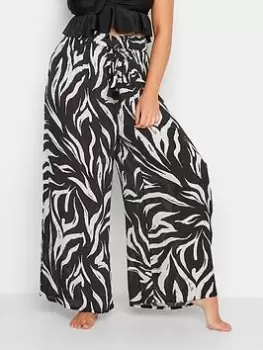 Yours Stroke Print Tassel Detail Wide Leg Trouser, Black, Size 18-20, Women