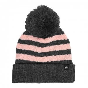 adidas Fleece Three Stripe Bobble Hat Ladies - Grey/Pink