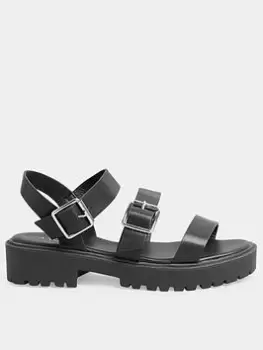 Yours Extra Wide Fit Chunky Multi Strap Sandal - Black, Size 9Eee, Women