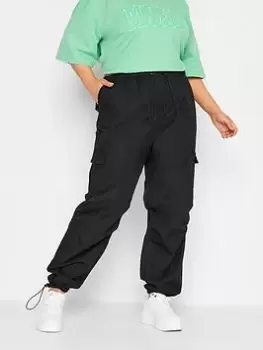 Yours Parachute Cargo Trouser, Black, Size 22, Women