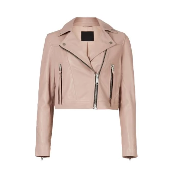 AllSaints Rift Leather Biker Jacket - Pink