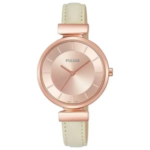 Pulsar PH8418X1 Ladies Cream Leather Strap Rose Gold Case 50M Watch