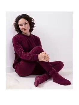 Totes Velour Loungewear And Sock Set - Plum