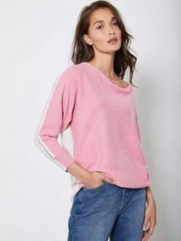 Mint Velvet Blocked Cashmere Zip Back Batwing Top - Pink