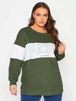 Yours Logo Varsity Sweatshirt - Green, Size 22-24, Women