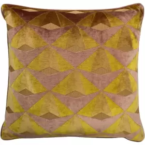 Paoletti Leveque Cushion Cover (One Size) (Ochre Yellow/Blush Pink)