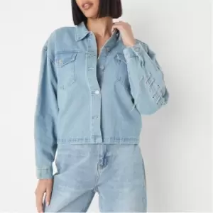 Missguided Oversized Lace Up Denim Shirt - Blue