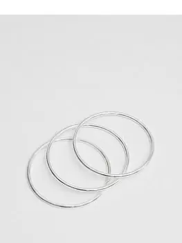 Jon Richard Silver Plated Polished Bangle Bracelets - Pack of 3, Silver, Women