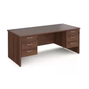 Office Desk Rectangular Desk 1800mm With Double Pedestal Walnut Top And Panel End Leg 800mm Depth Maestro 25 MP18P33W