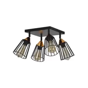 Vesta Black Multi Arm Semi Flush Ceiling light Wire Dome Shades 4x E27