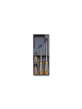 Beta Tools T173 4pc Phillips Screwdriver Set in Tray for Roller Cabs 024240173