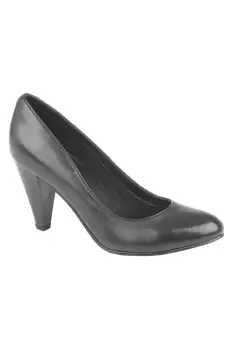 Heel Plain Leather Court Shoes