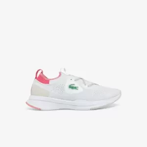 Lacoste Womens Run Spin Knit Textile Trainers Size 7 UK White & Pink