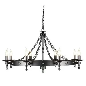 8 Light Chandelier Graphite Black Finish, E14