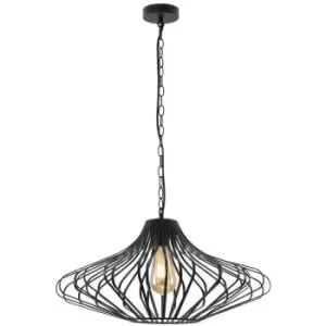 Caged Ceiling Pendant, 1 x E27, Matt Black - Luminosa Lighting