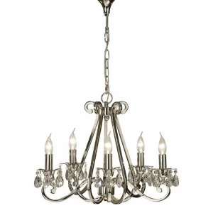 5 Light Multi Arm Ceiling Pendant Chandelier Polished Nickel, E14