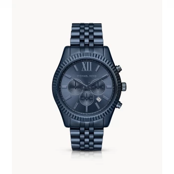 Michael Kors Mens Lexington Navy Ip Chronograph Watch - Blue